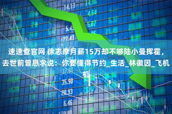 速速查官网 徐志摩月薪15万却不够陆小曼挥霍,去世前曾恳求说:你要懂得节约_生活_林徽因_飞机